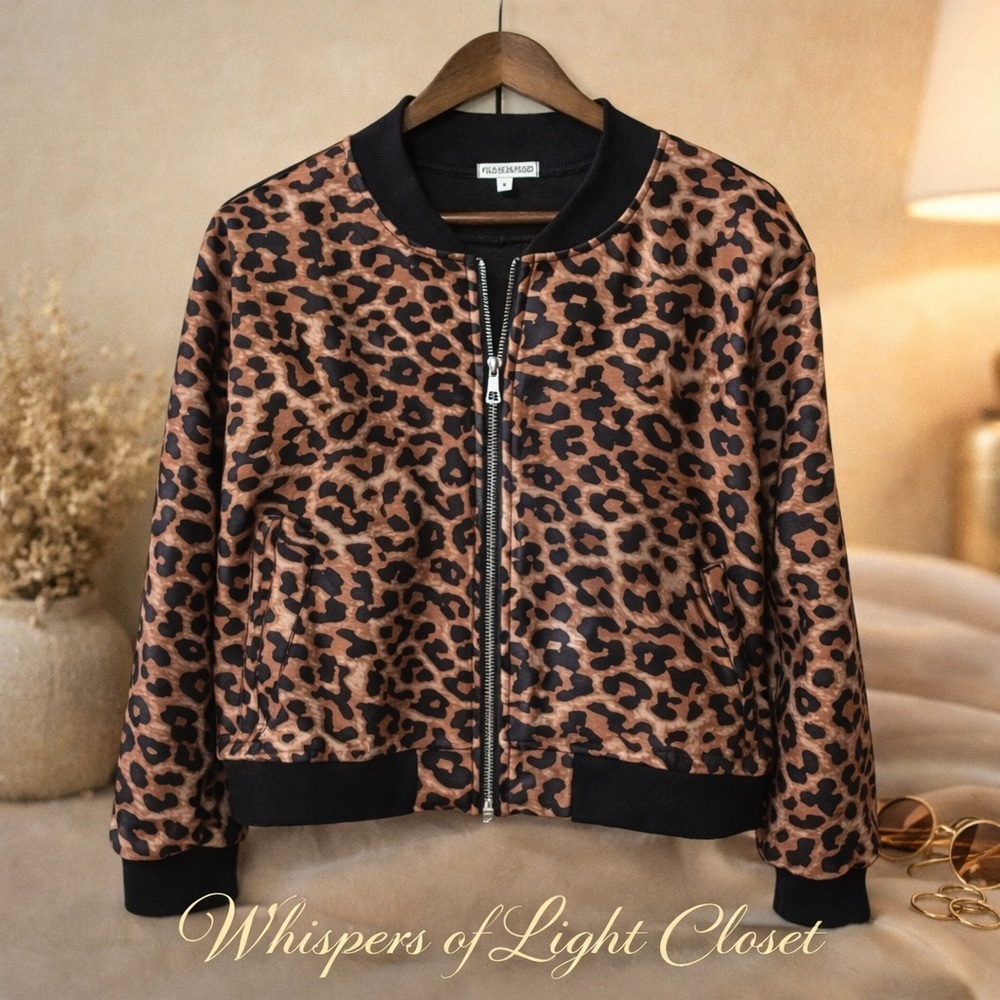 Polished & Poised Leopard Print Bomber Jacket – Size Small